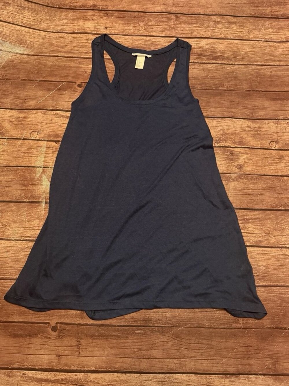 Women’s H&M Sheer Navy Blue Tunic Tank Top Size Small Racerback
